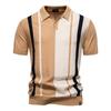 Sommer Herren Revers Kurzarm Gestricktes Polo Gestreifte Naht Kurzarm Polohemd Herren