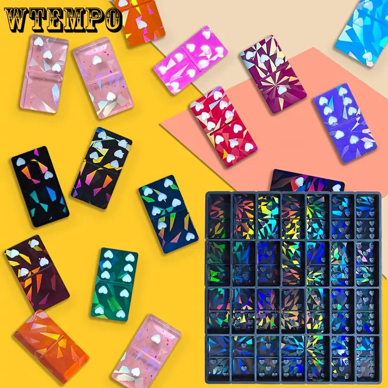 WTEMPO Mini Heart Shaped Dot Domino Silicone Molds DIY Laser Pattern Design Resin Molds Soft Handmade Liquid Molds Valentine's Day Holiday Gifts