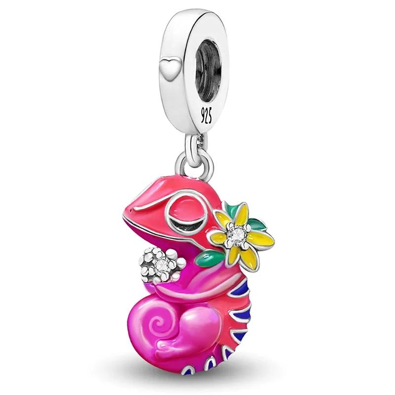 Copper Pink Chameleon Luminous Firefly Dog Charms Bead Fit Diy Bracelet Bangle Making Gift Of High Quality Jewelry