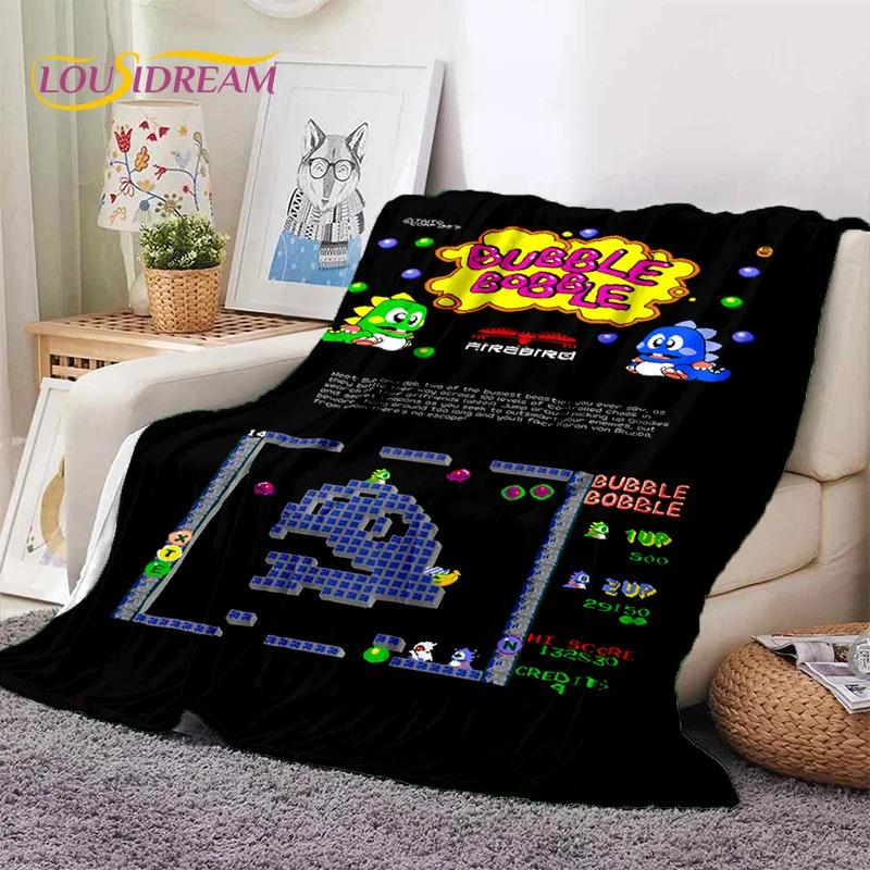Cartoon Bubble Bobble Puzzle Bobble Retro Game Soft Flannel Blanket for Beds Bedroom Sofa Picnic,Throw Blanket Outdoors Leisure