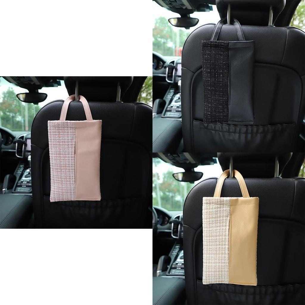 High Quality Plush Bow Car Tissue Holder Elegant Seat Back Hanging Bag Tissue
