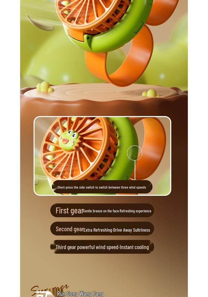 Cartoon Cute USB Rechargeable Portable Mini Handheld Fan Watch for Students and Children