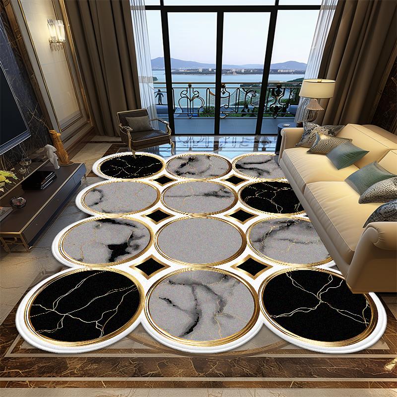 European Style Irregular Shape Living Room Carpet Luxury Decoration Bedroom Soft Large Rugs Office Non-slip Foldable Floor Mat