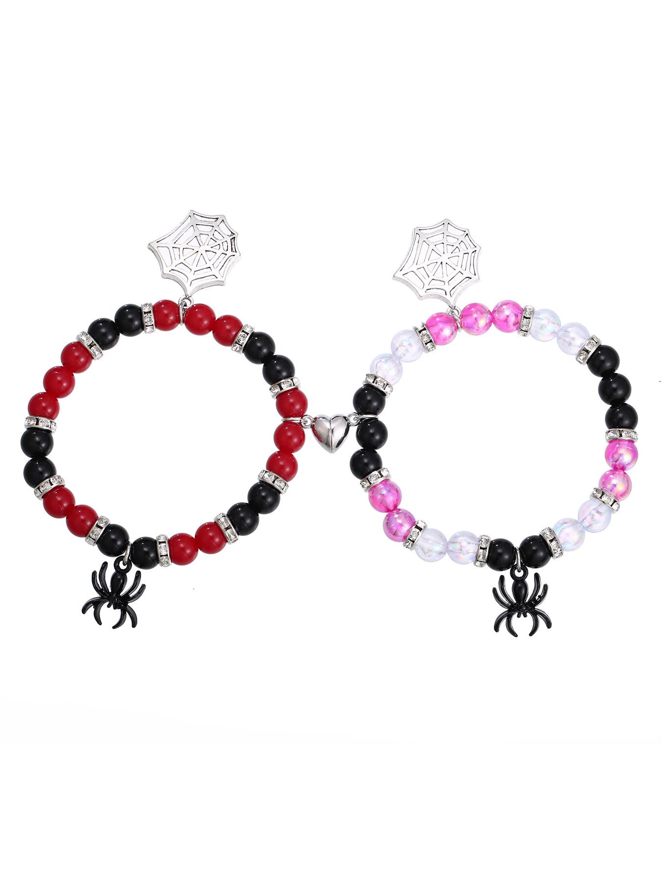 Valentine s & Halloween Spider Heart Elastic Magnetic Couple Bracelet