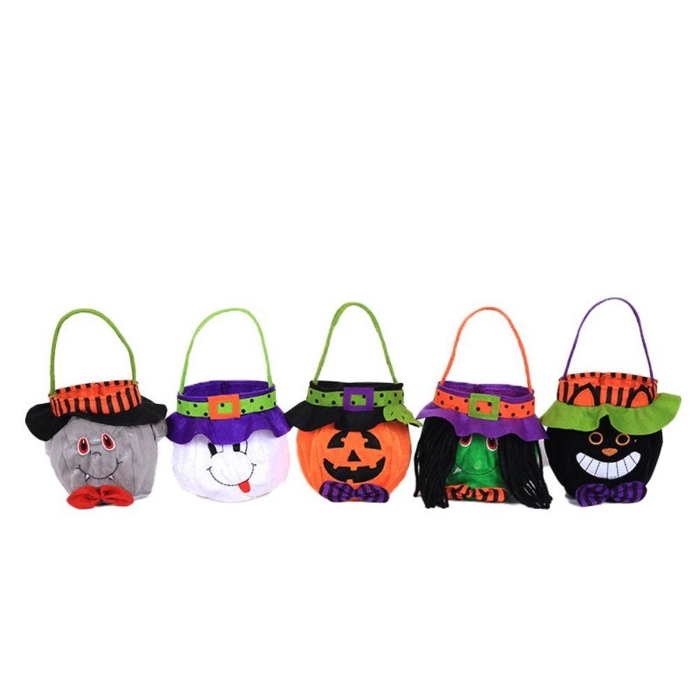 Spooky Design Pumpkin Candy Bag Velvet Material Kids Candy Bag  Trick Or Treat Event