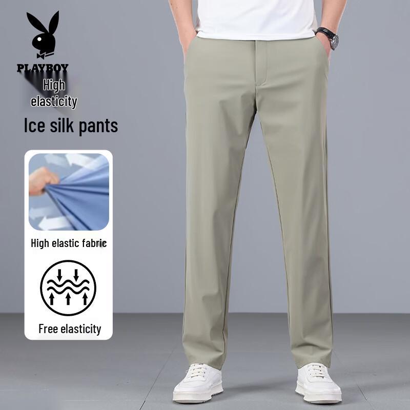 PLAYBOY Men s Ice Silk Straight Leg Casual Pants 33