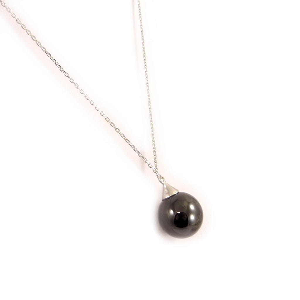 Les Trésors De Lily [D4591] - Silver Necklace 'Licorice' Black Silver (rhodium-plated) - 20x16 Mm