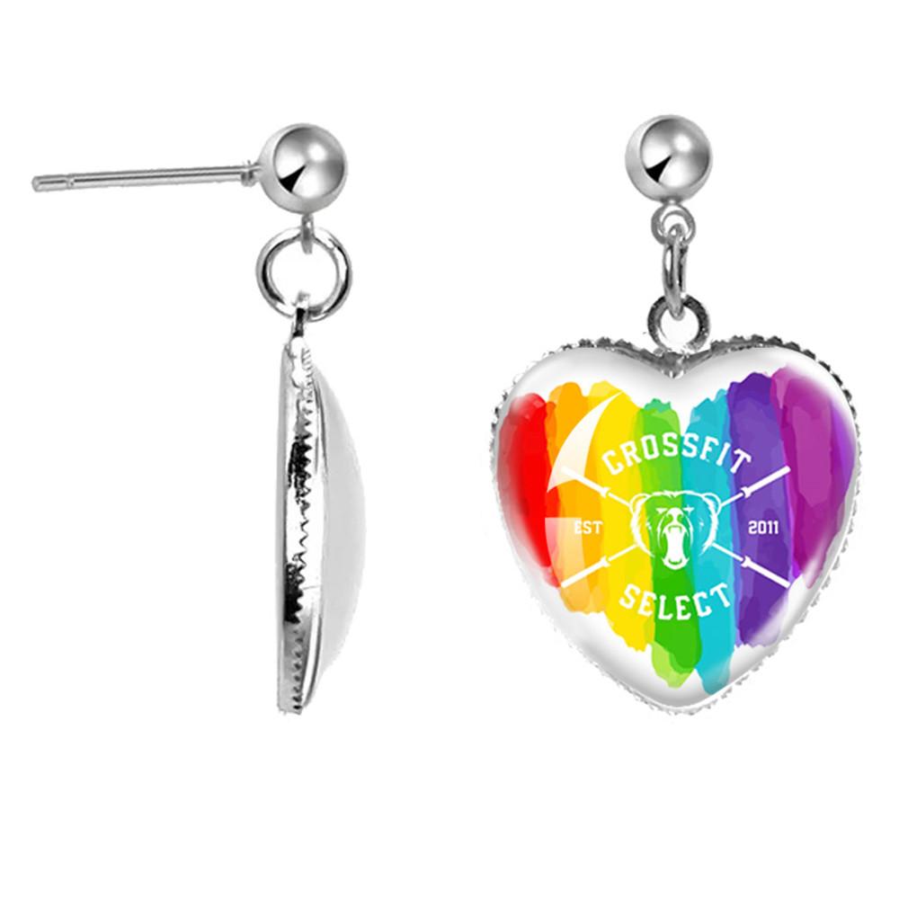 LGBT Kunst Homo Lesbische Trots Regenboog Hartvormige Glazen Cabochon Druppel Oorbellen Bedel Sieraden Voor Homoseksualiteit Meisjes Cadeau