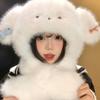 Cute Dog Hooded Scarf Cartoon Winter Warm Hat Fashion Plush Earmuffs Cap  Autumn and Winter