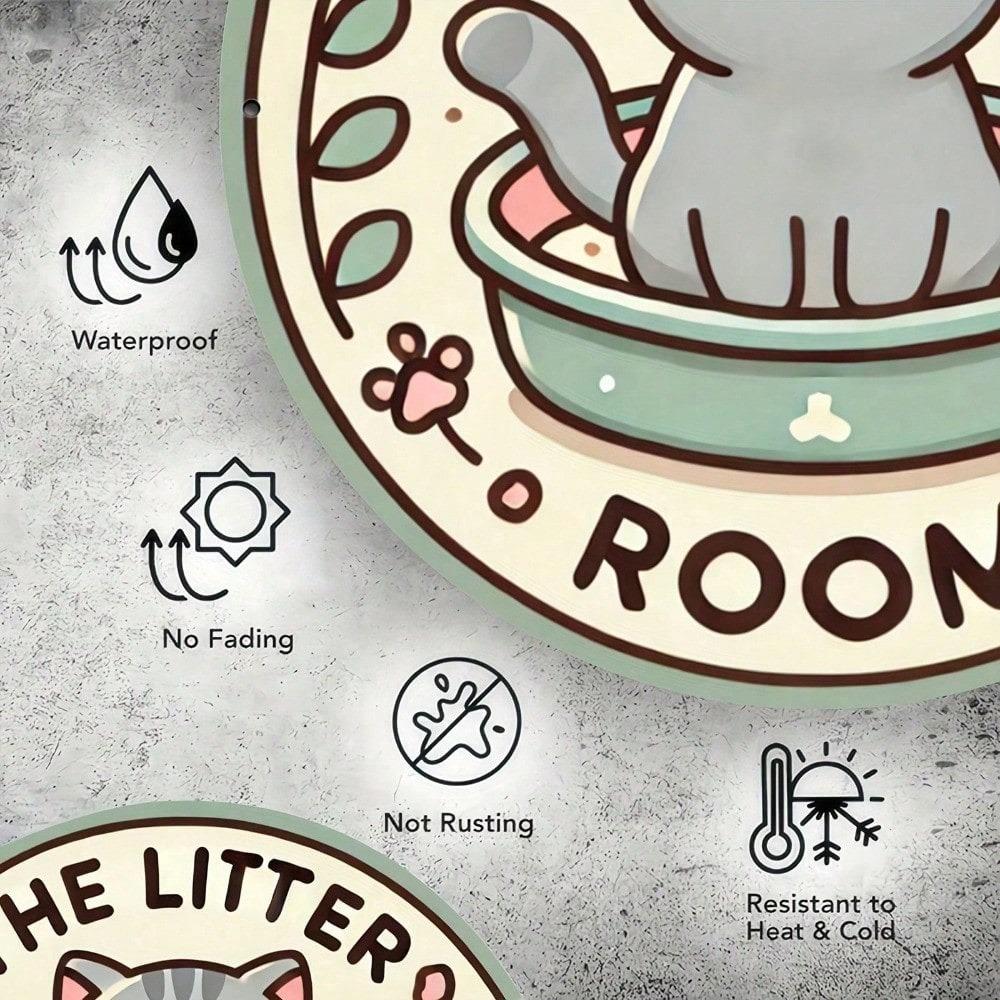 The Litter Room Cat Metal Sign Round 7.8x7.8 Inch Vintage Wall Decor for Bar Cafe Garage