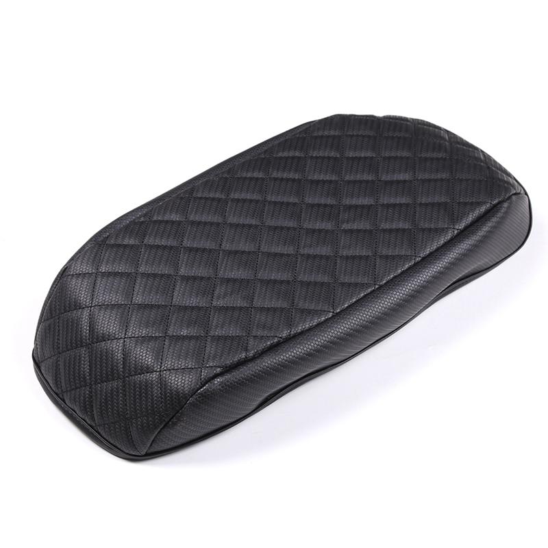 Car Stowing Tidying Armrest Box Panel Check Leather Carbon Fiber For Ford Maverick Carbon fiber color