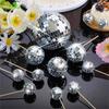 24 Pieces Reflective Sphere Cake Toppers for Party Decoration Decorative Cupcake Inserts Accessories Cake Ornament