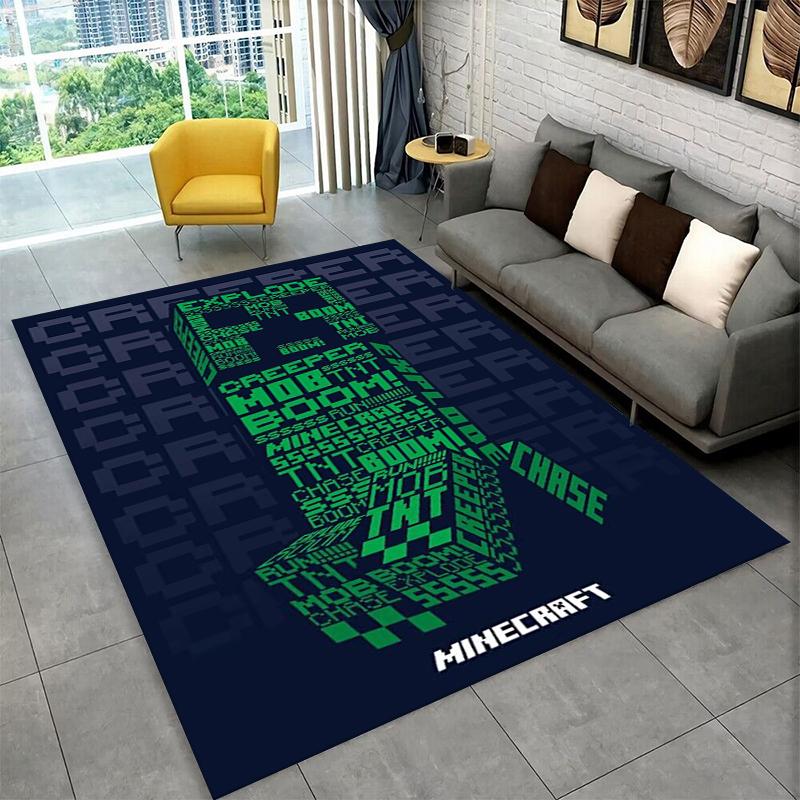 Classic S-Sandbox Cartoon Pixel Bulding Game Carpet Rug for Playroom Bedroom Living Room Sofa Home Decor,kid Area Rug Non-slip