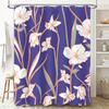 Modern Blue Floral Shower CurtainBathroom Decor, Waterproof Fabric for Bathtub Area Perfect for Home Renovations DIY Projects (S