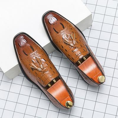 Nové pánské špičaté kožené mokasíny s třásněmi z krokodýlí kůže, britský gentleman, designérské mokasíny, obuv pro svatební oblečení