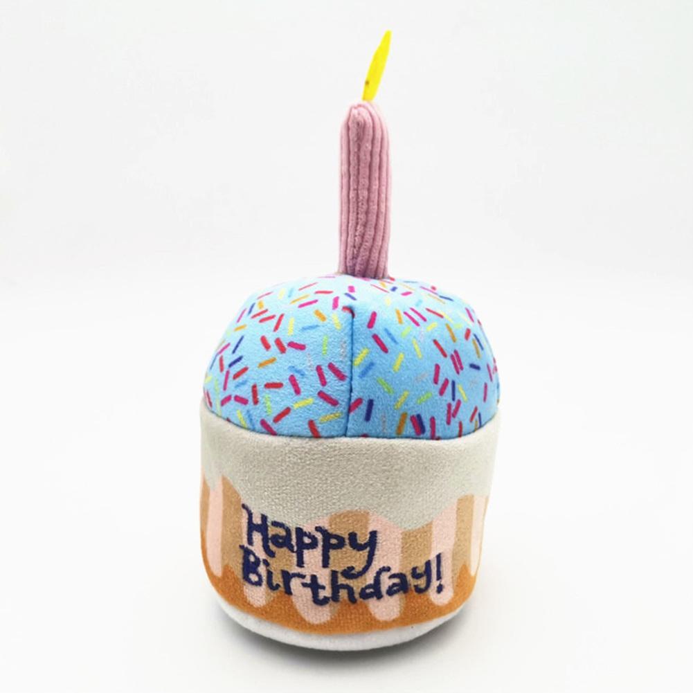 Cake Dog Toy Plush Birthday Cake Play Interactive Chew Celebration Squeaky Soft Cupcake Pet Bone Dog Chew Toy