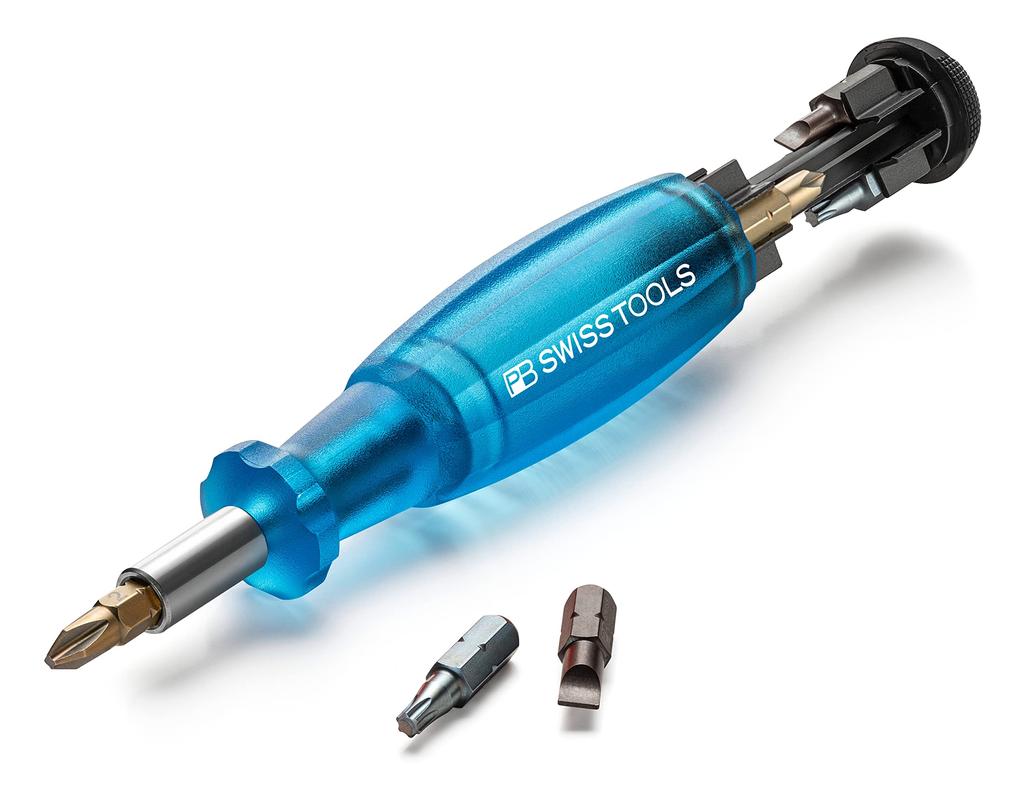 PB Swiss Tools Multicraft C6 Driver Bits, 8-Piece Set, Interchangeable, Insider, Blue, 6464.BLUE