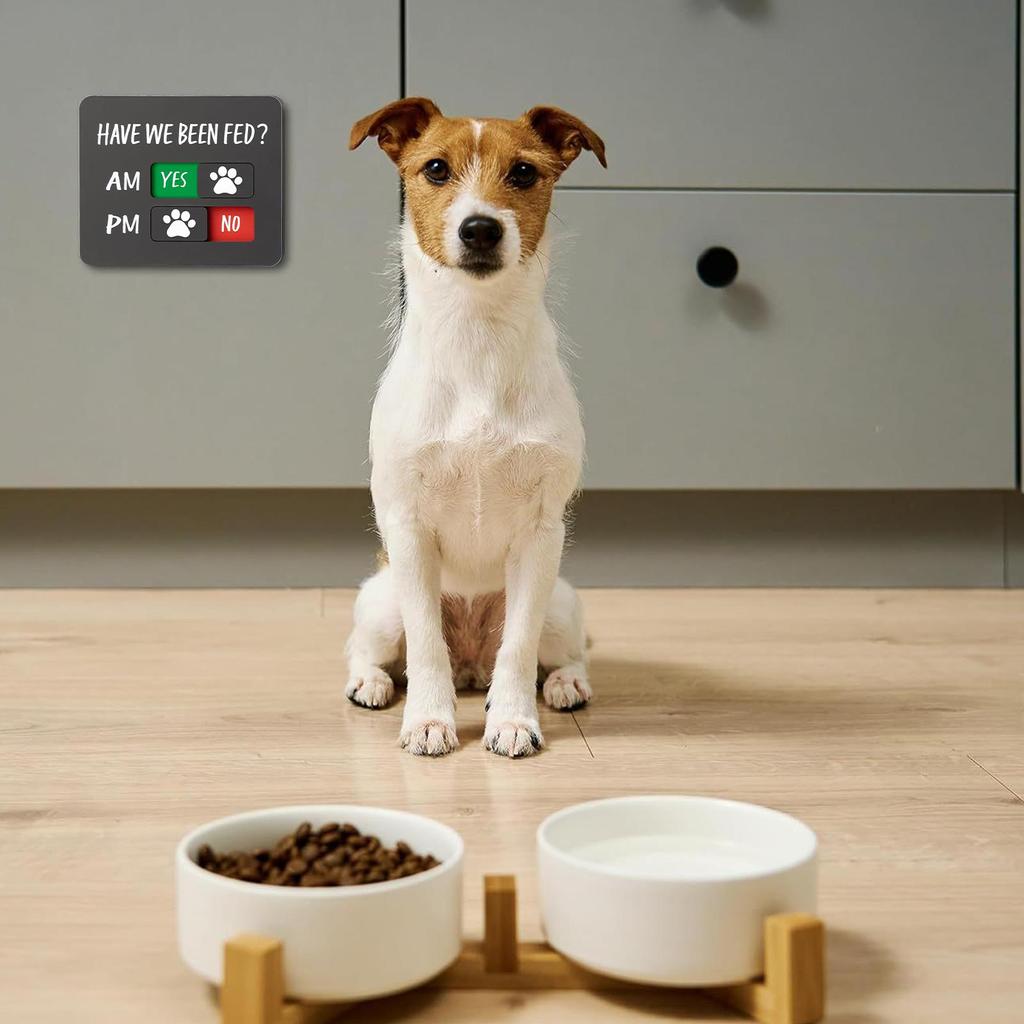 New Magnetic Pet Feeding Reminder For Dog & Cat Fed Sign -Daily Am/Pm Chart Slider Sign For Pet Fed And Pill Reminder Tool Decor