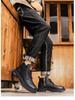Men's High-Top Leather Martin Boots - Autumn/Winter Casual Workwear Shoes with Thick Soles