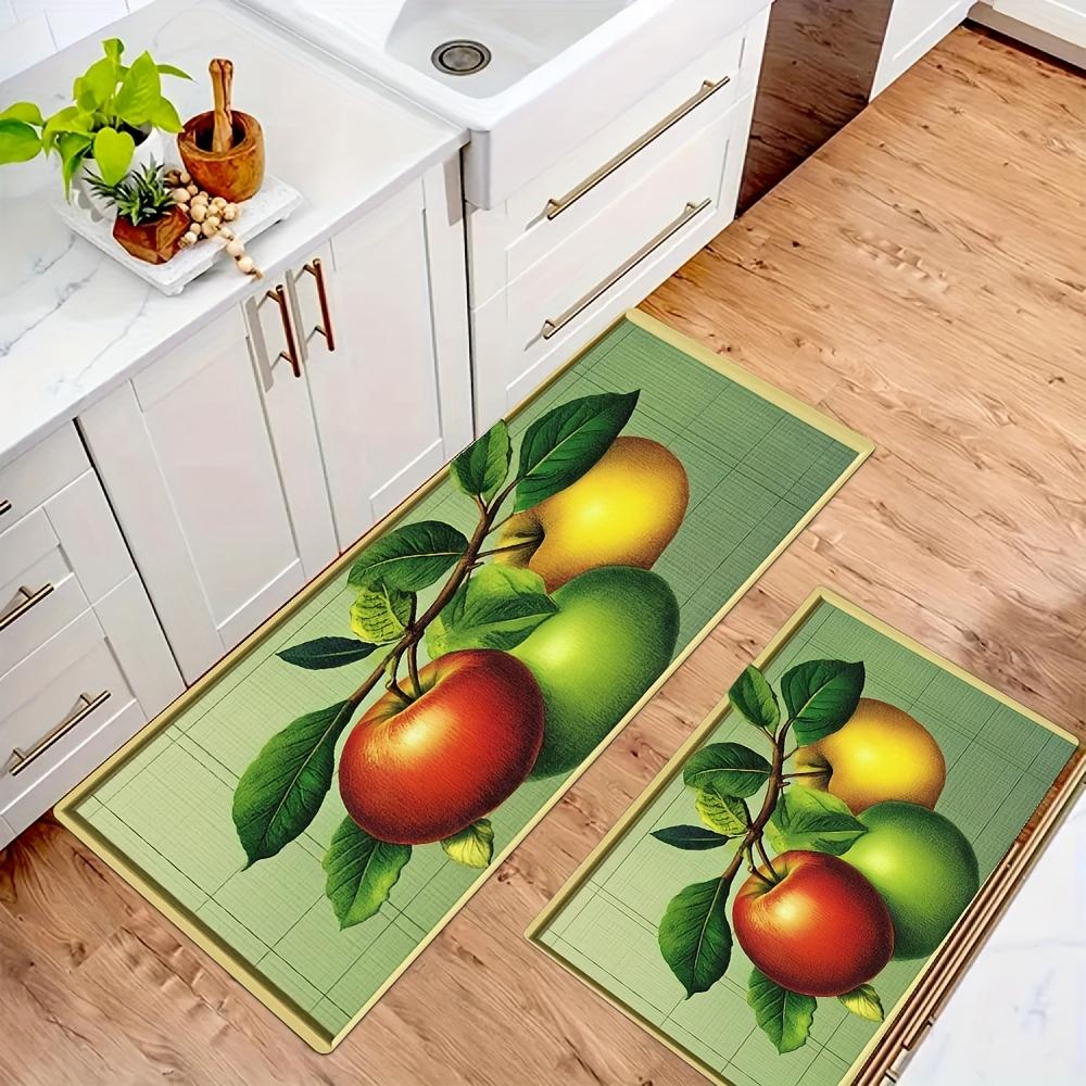 1 Stück Anti-Ermüdungs-Küchenteppiche Apfeldruck Wasserdicht Rutschfest Dick Gepolsterte Küchenmatte Schwerlast Komfort Stehmatte für Küche