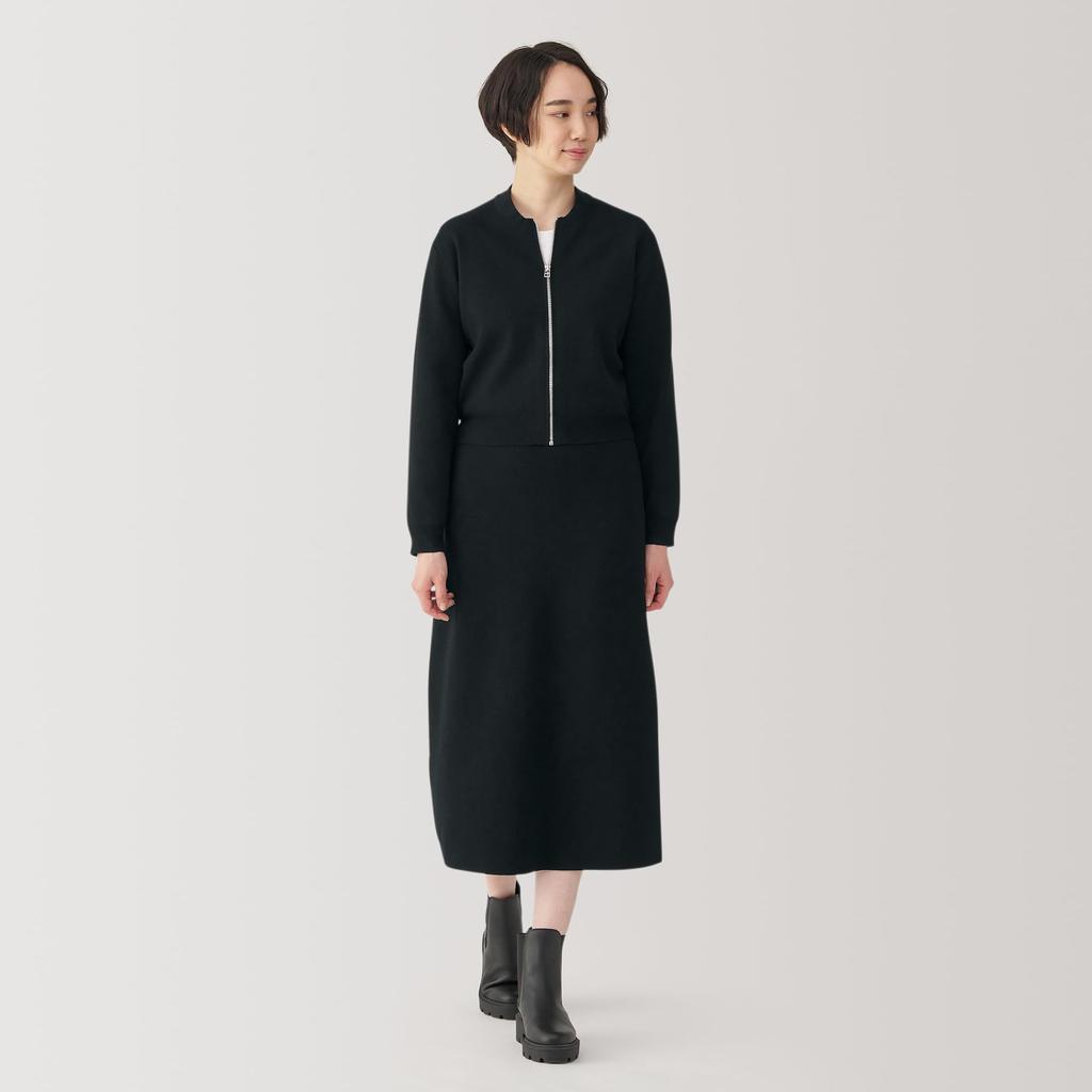 MUJI Women's Milan Rib Knit Blouson, Black, Size M, BA1P0A4A