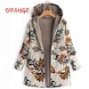 Women's Casual Retro Floral Fleece Jacket Long Sleeve Zip Hoodie Thermal Coat with Pocket Manteaux Dames Outerwear