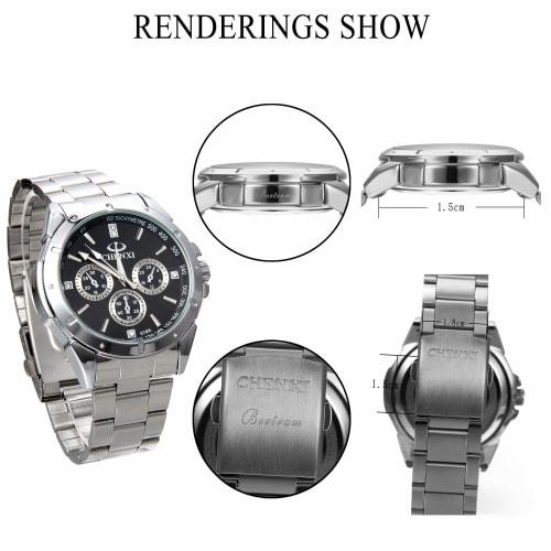 JewelryWe Men's Casual Business Quartz Watch with Stainless Steel Band, Analog Sport Quartz Movement, Alloy Movement, Perfect Valentine's Day Gift