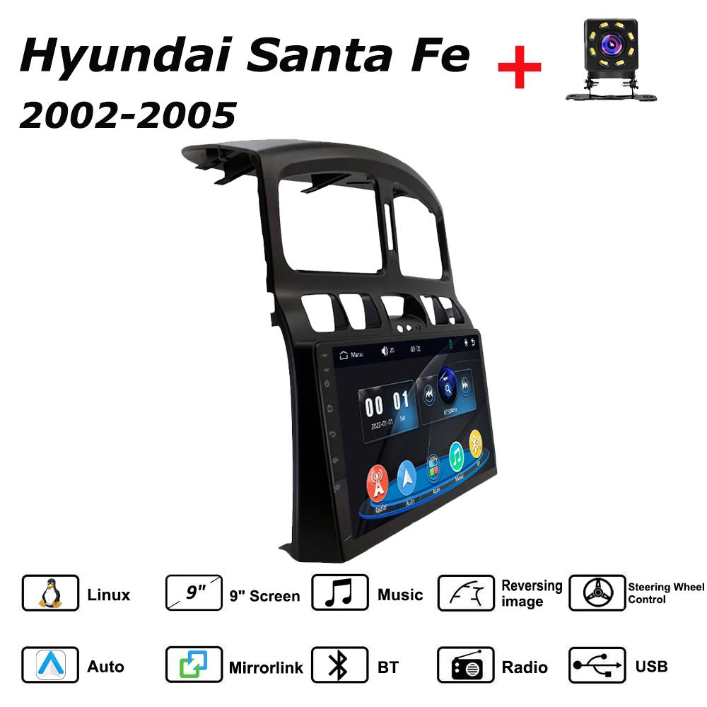 

Car Radio Multimedia MP5 Player Head Unit Stereo BT For Hyundai Santa Fe 2002-2005 чорний