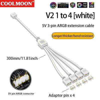 ARGB Adapter Cable 5V 3PIN Connector 1 To 2/3/4 Chassis Fan Splitter Synchronization 30cm Tensile Resistant for Computer Chassis