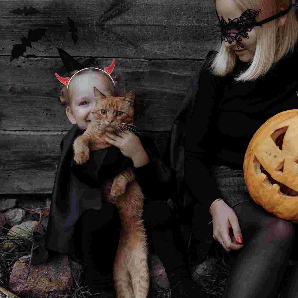 2 Pcs Halloween Headband Festival Party Headdress Vampire Costume Chic Hairband Black Outfit Costumes Hoops Horn Prop Horns