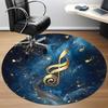 1PC Music Notes Office Round Area Rug, Mat Suitable For Office, Under Office Chairs Bedroom Living Room Home Decor, Room Deco