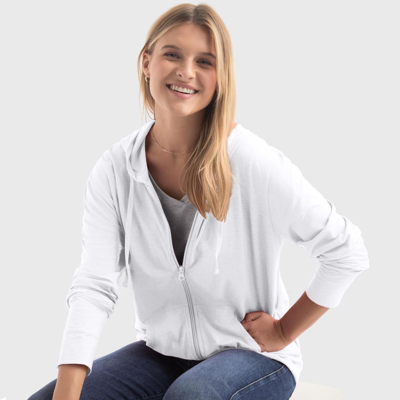 

Women s Lightweight Zip-Up Hooded Jacket in Bright Blue Pink Gray Navy Black White S білий