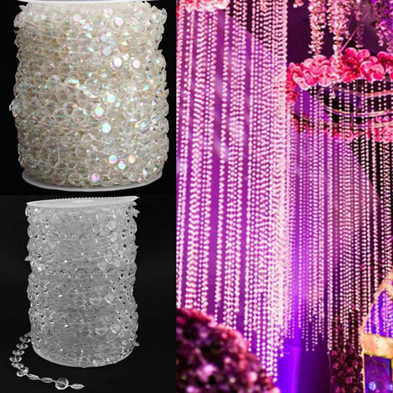 Garden Diamond Hot 10m Xmas Clear Party Wedding Diy Curtain Bead Strand Acrylic