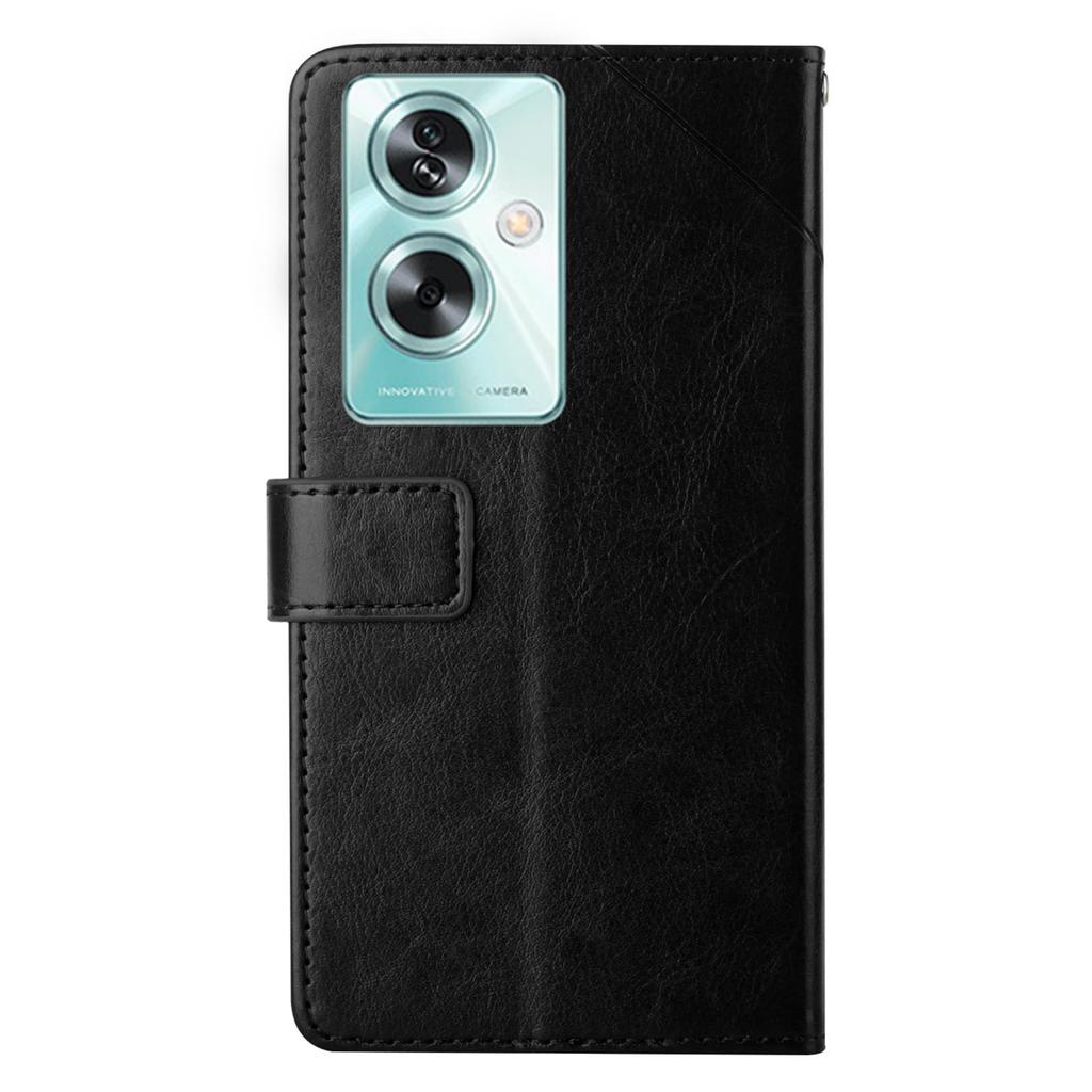 For Oppo Reno11 F 5G/F25 Pro 5G Case with Wrist Strap Y Shaped Lines Imprint Leather Phone Cover
