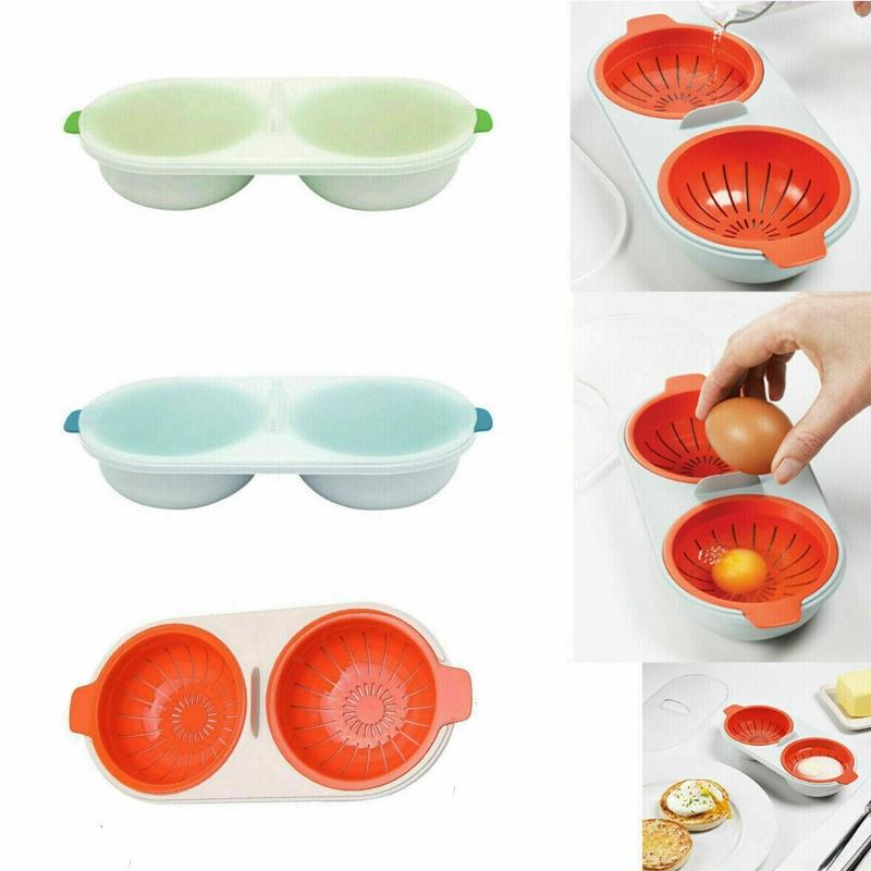 Double Cup Microwave Perfect Eggs Poacher Free Cookware Egg Steamer Cooker