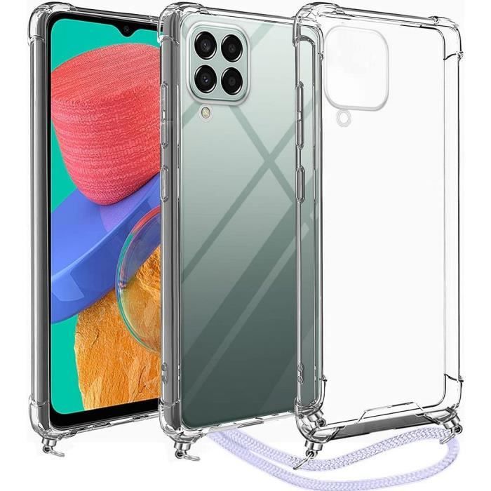 Coque chaîne de portable pour samsung m33 5g protection renforcé antichoc avec chaîne violet