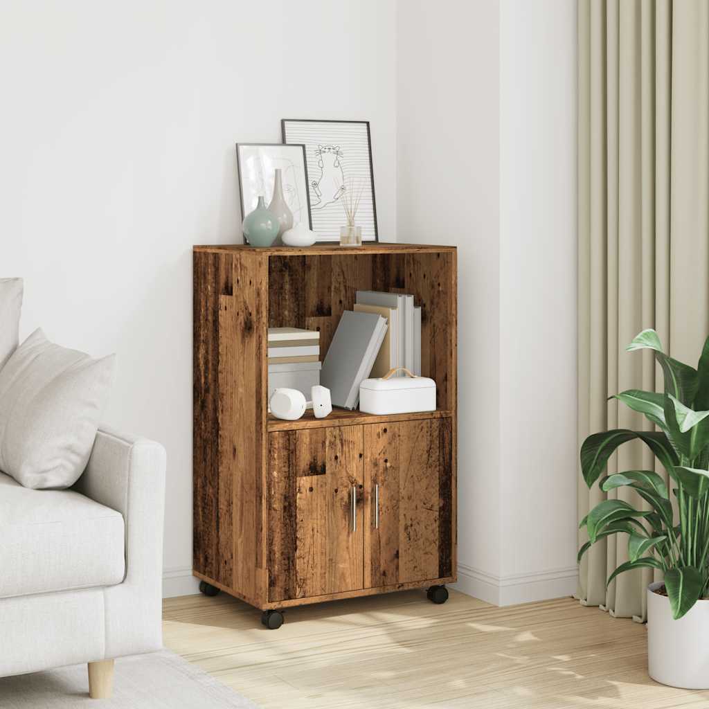 Mobile Cabinet with Rustic Wood Effect 55 X 40 X 91 Cm Engineered Wood