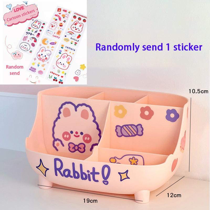Japanese-style Desktop Pen Holder Cute Multi-functional Large-capacity Partition Drawer Desktop Stationery Organizer Storage Box
