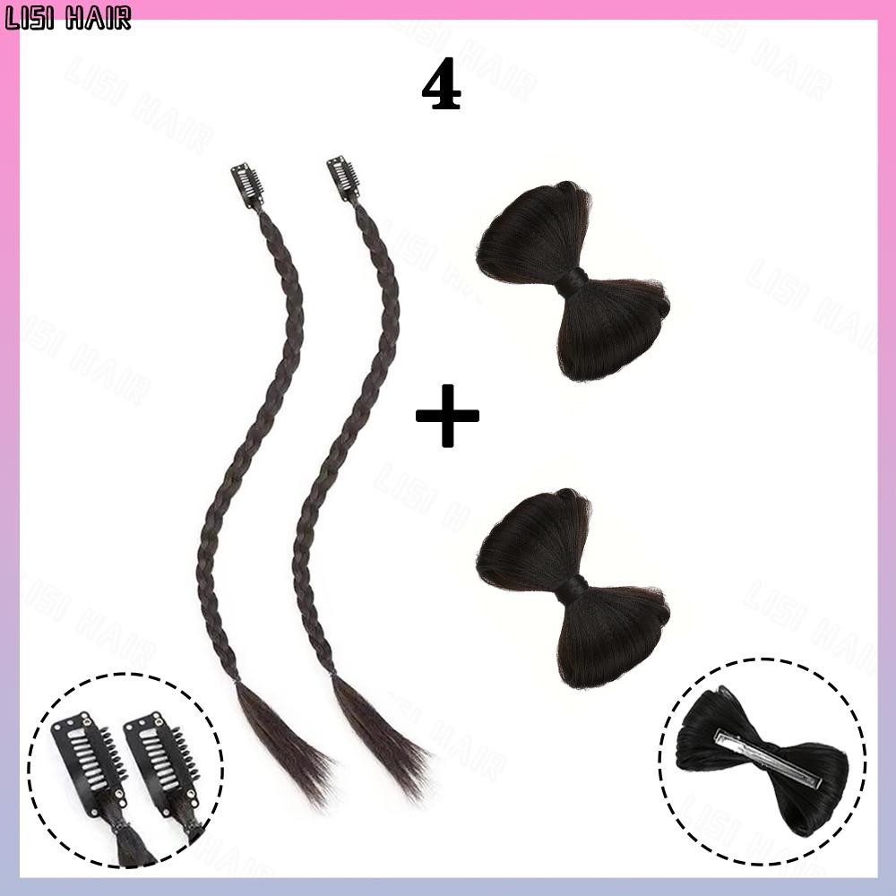 

Синтетические волосы MERISIHAIR, 2 стиля, пучки с бантом, заколки для волос и длинный плетеный хвост, заколка для наращивания волос, натуральный парик для женщин 45cm