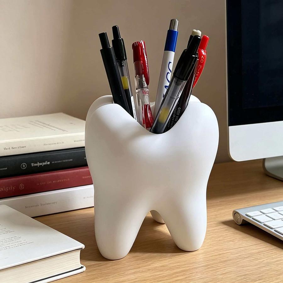 Moderner Minimalistischer Zahnförmiger Stifthalter Mit 3D-Druck Für Bürotischdekoration