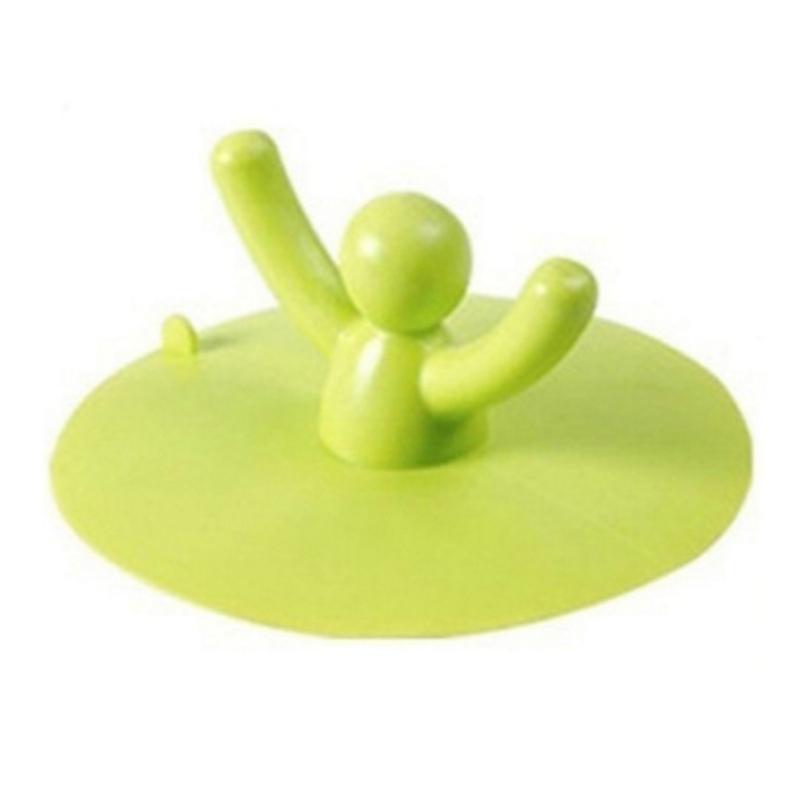 

Human Shape Sink Drain Plug 9.50cm/3.74inch Diameter Good Adsorption for Kitchen Washroom Bathroom Leakproof зелений