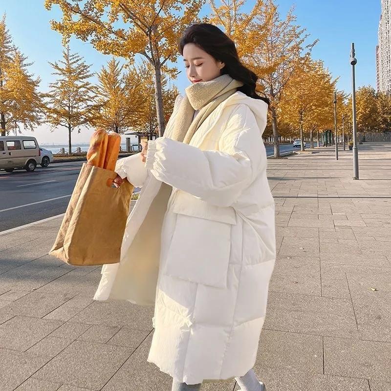 Winter Women's Jacket Parkas Loose Hooded Cotton Padded Female Long Down Jacket Thicken Oversize Puffer Coats
