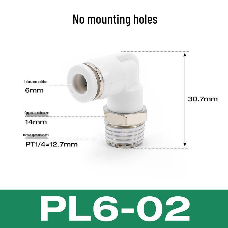 Premium White Male Thread Elbow PL8-02 Pneumatic Connector, 4-M5/6-01/10-03/12-04 Air Tube