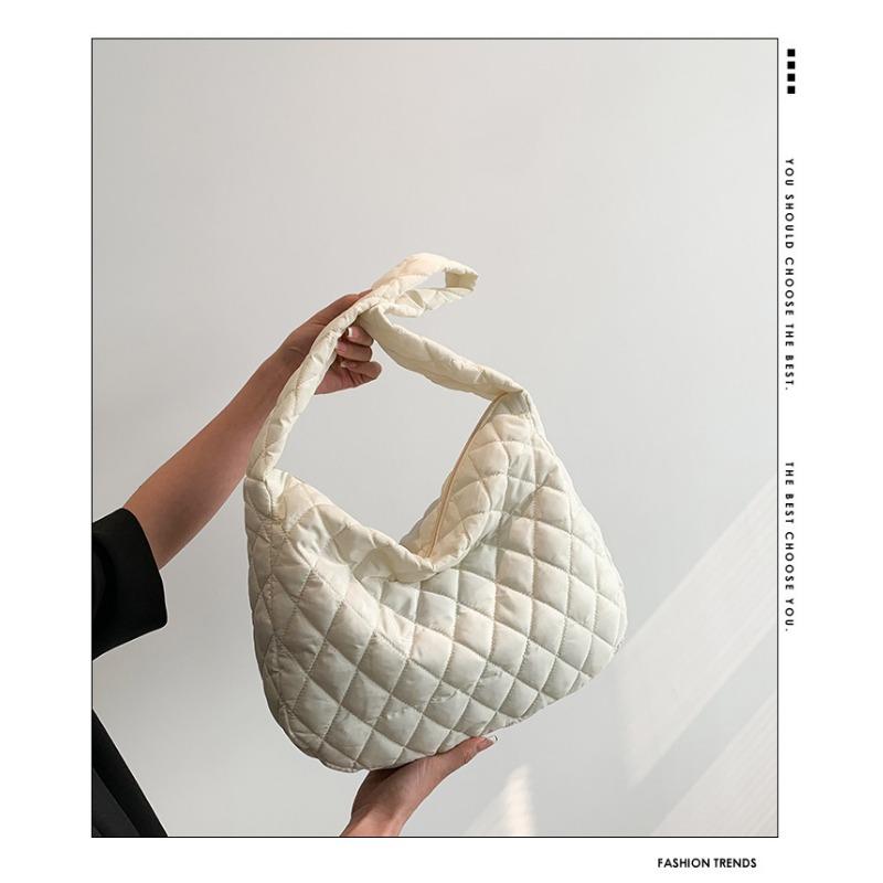 New Retro Large-capacity Nylon Embroidery Thread Rhombus Large-capacity Tote Bag Women's Shoulder Bag Messenger Bag Women's