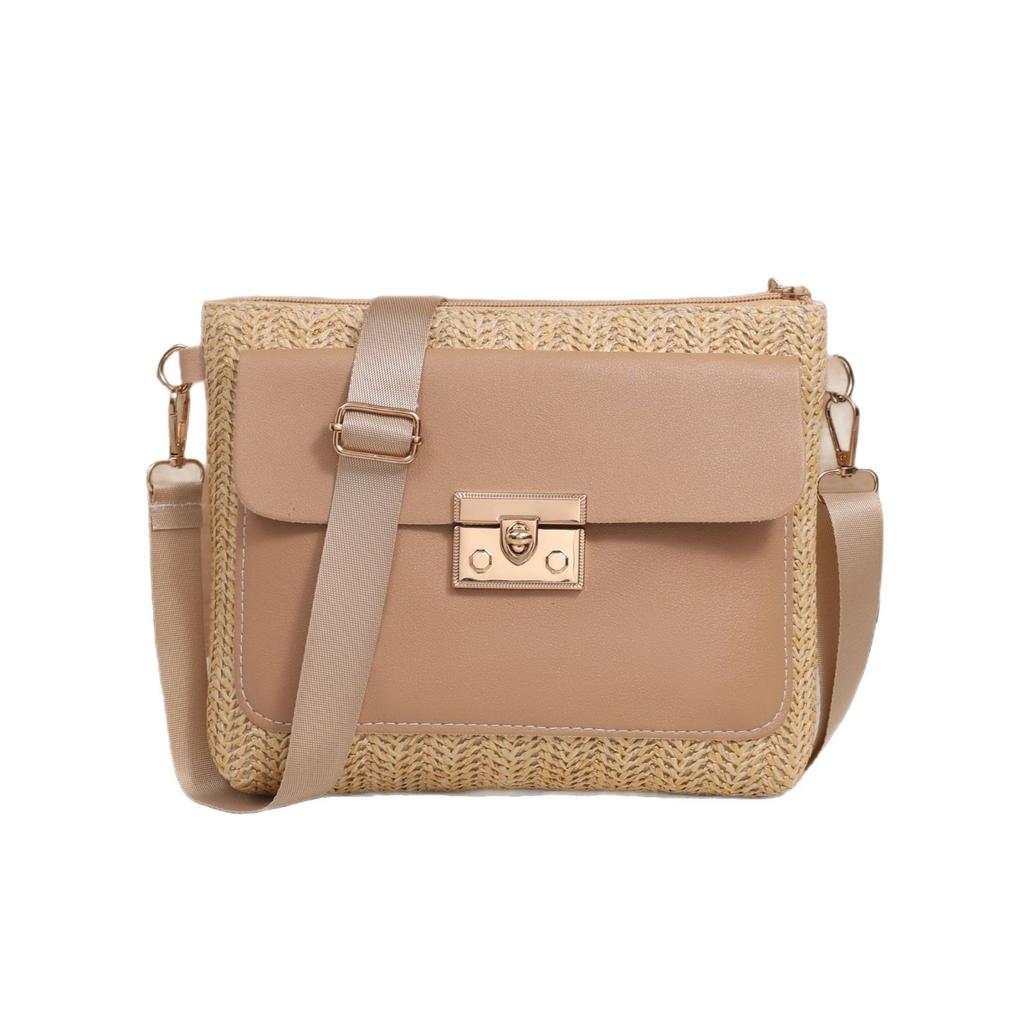 Woven small square bag fashionable and simple women's crossbody shoulder bag versatile lock bag