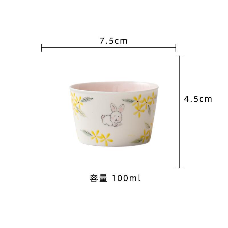 

2pc/lot Hand-painted Osmanthus Rabbit Teacup Antique Tea Bowl Mug Tea-tasting Meditation Cup Jianzhan Master Cups Teaset 100ml