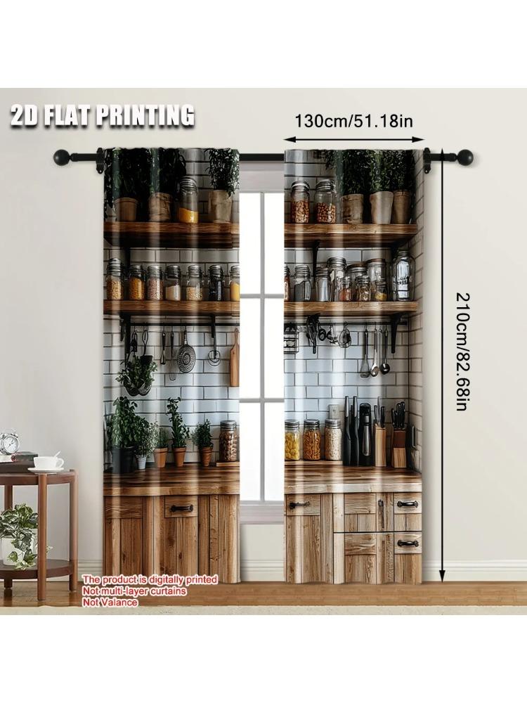 

2pcs plane printing Pattern Curtains Rustic Farmhouse Kitchen Versatile Durable Polyester (without rod) Home Decor Use for 100*130 Grommet Top 1pcs