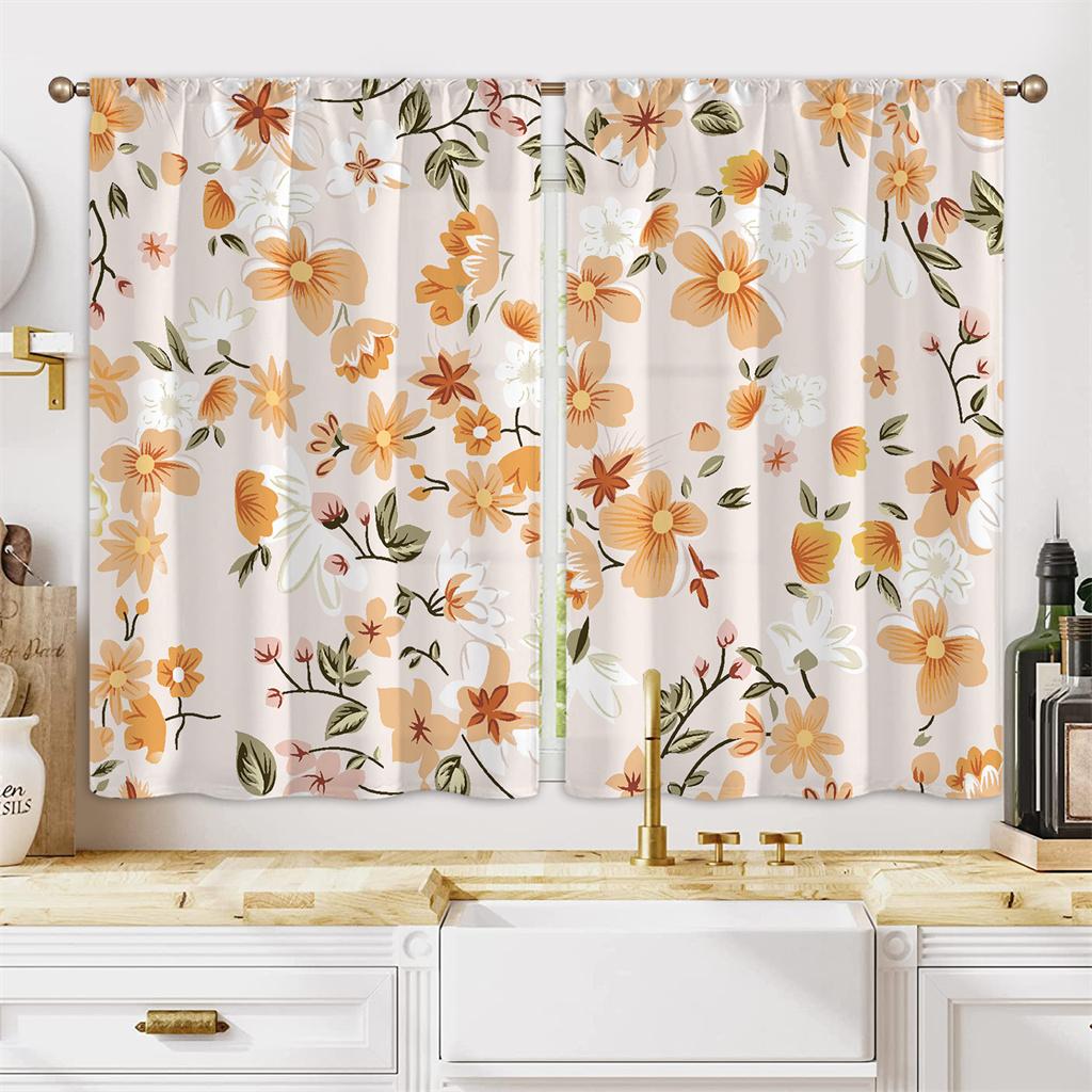 

Квіткові Елегантні Маленькі Квіти 3D Цифровий Друк Віконні Штори Жалюзі Для Дітей Кухні Спальні Ванної Кімнати Холу Шафи 2Штуки W50 X H130(CM)X2&Grommet Top