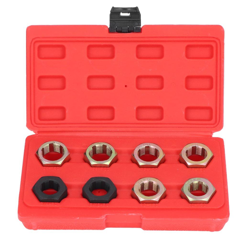 8PCS Multi-Size Axle Spindle Thread Chaser Set Thread Restorer Tool  For Axle Spindle Repair