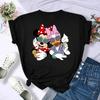 Miniso Disney Family Vacation T Shirt Kawaii Mickey Minnie Donald Duck Print Fashion Clothes Casual Women T-shirt Camiseta Mujer